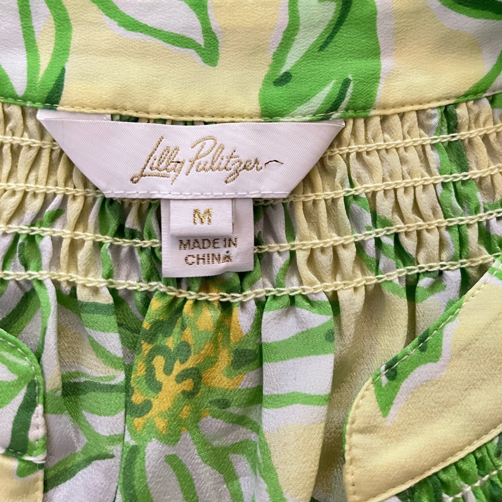 Women’s Lilly Pulitzer Elsa yellow silk top. Limoncello sunbelievable. Medium - Picture 5 of 14